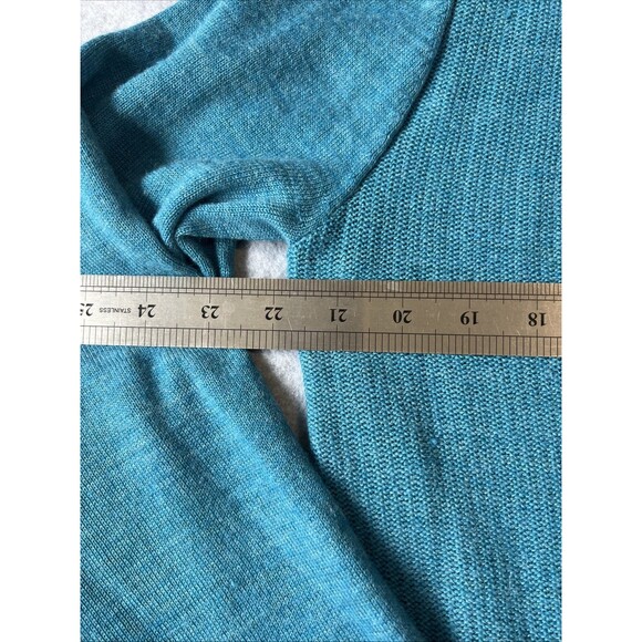 Coldwater Creek Womens Cardigan Sweater XL Open Front Blue Merino Wool Blend - Picture 4 of 9